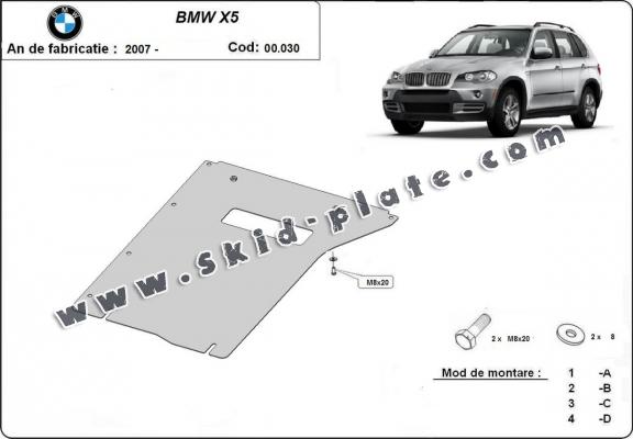 Steel gearbox skid plate for BMW X5 E70