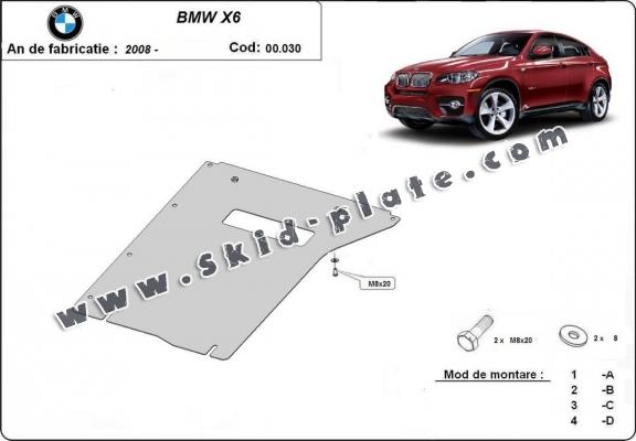 Steel gearbox skid plate for BMW X6 E71