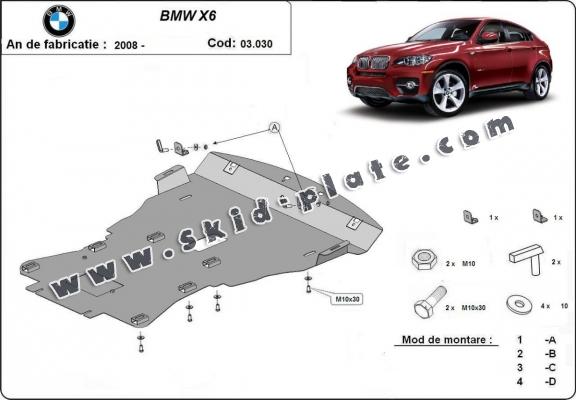 Steel skid plate for BMW X6 E71