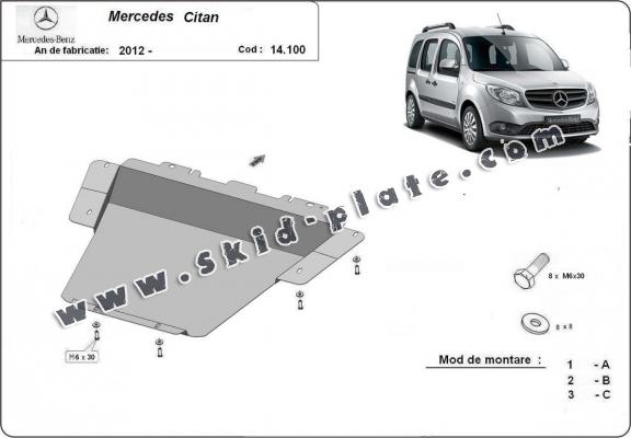 Steel skid plate for Mercedes Citan W415