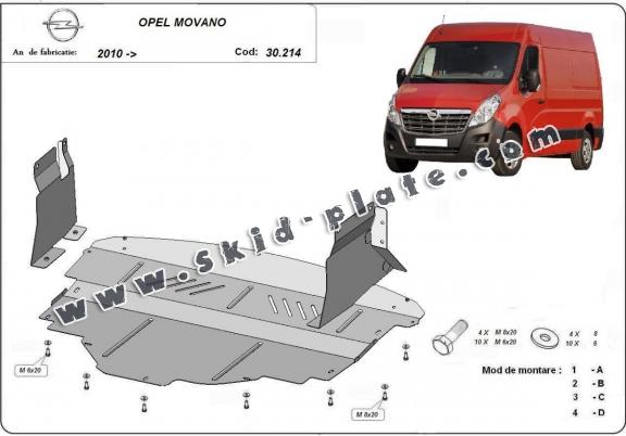 Steel skid plate for Opel Movano B 