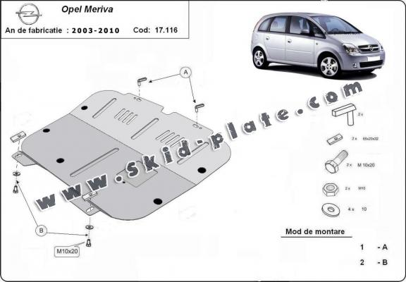 Steel skid plate for Opel Meriva A 