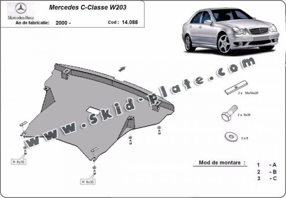 Steel skid plate for Mercedes C-Class W203