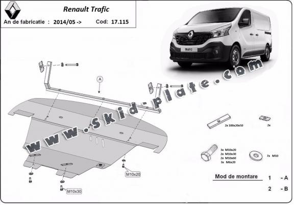 Steel skid plate for Renault Trafic 3 