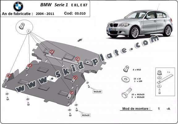 Steel skid plate for BMW Seria 1 E81/E87/E82