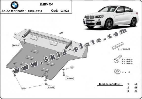 Steel skid plate for  BMW X4 F26