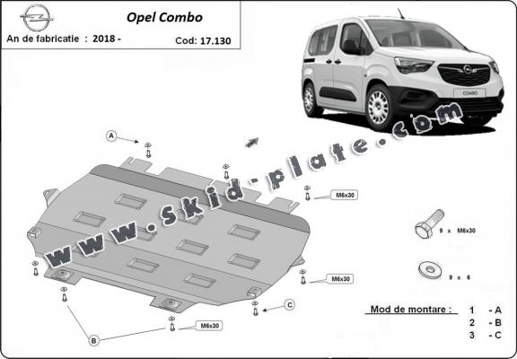 Steel skid plate for Opel Combo E 