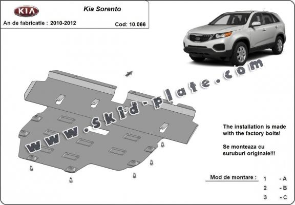Steel skid plate for Kia Sorento XM (Pre-facelift)