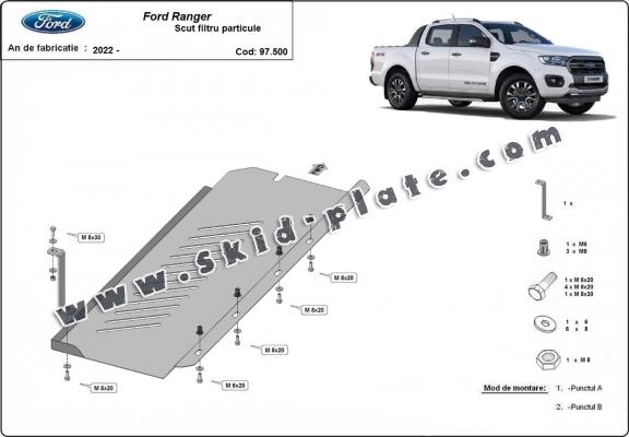 Steel DPF skid plate  for Ford Ranger